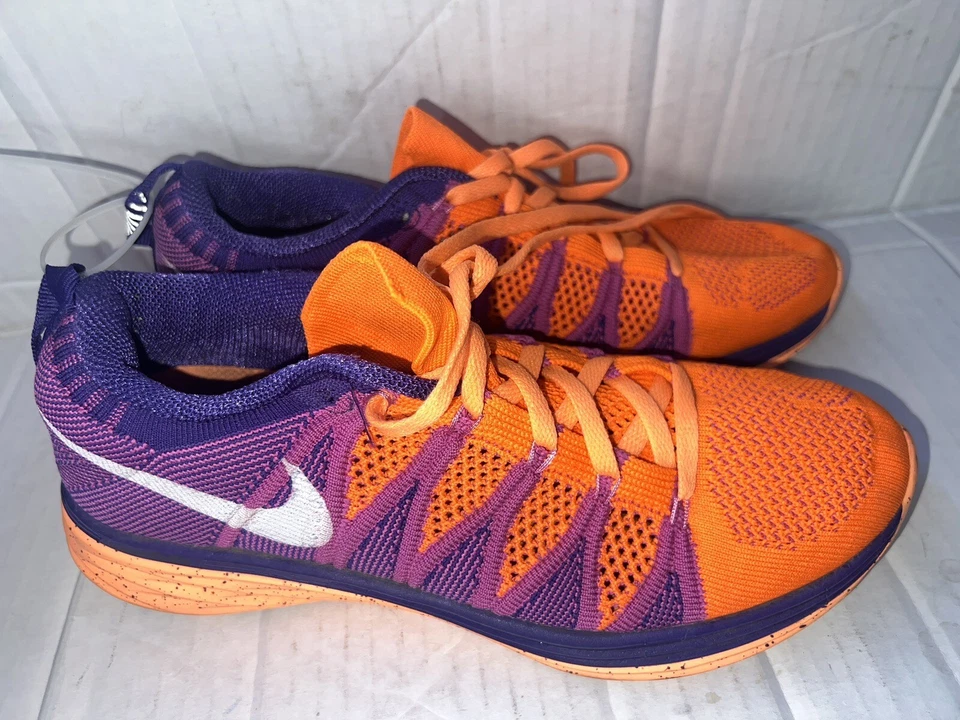 Nike Flyknit Lunar 2 Shoes Woman 8 Orange Flexible Athletic Running Sneakers - Image 2 of 4