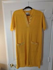 Bloomingdales Womens Sweater Dress Yellow Short Sleeve Pockets Knee Length M
