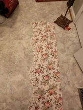 Granny Two Tiered Scalloped Pink Valance Floral Roses Cottage Core Classic GUC