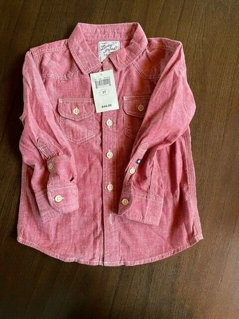 * Новый с Ярлыками * Lucky Brand на пуговицах длинным рукавом ребенка ясельного возраста мальчика рубашка 3T $44 - Изображение 3 из 4