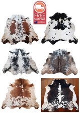 NEW LARGE 100 COWHIDE LEATHER RUGS TRICOLOR COW HIDE SKIN CARPET AREA 21-35SQFT