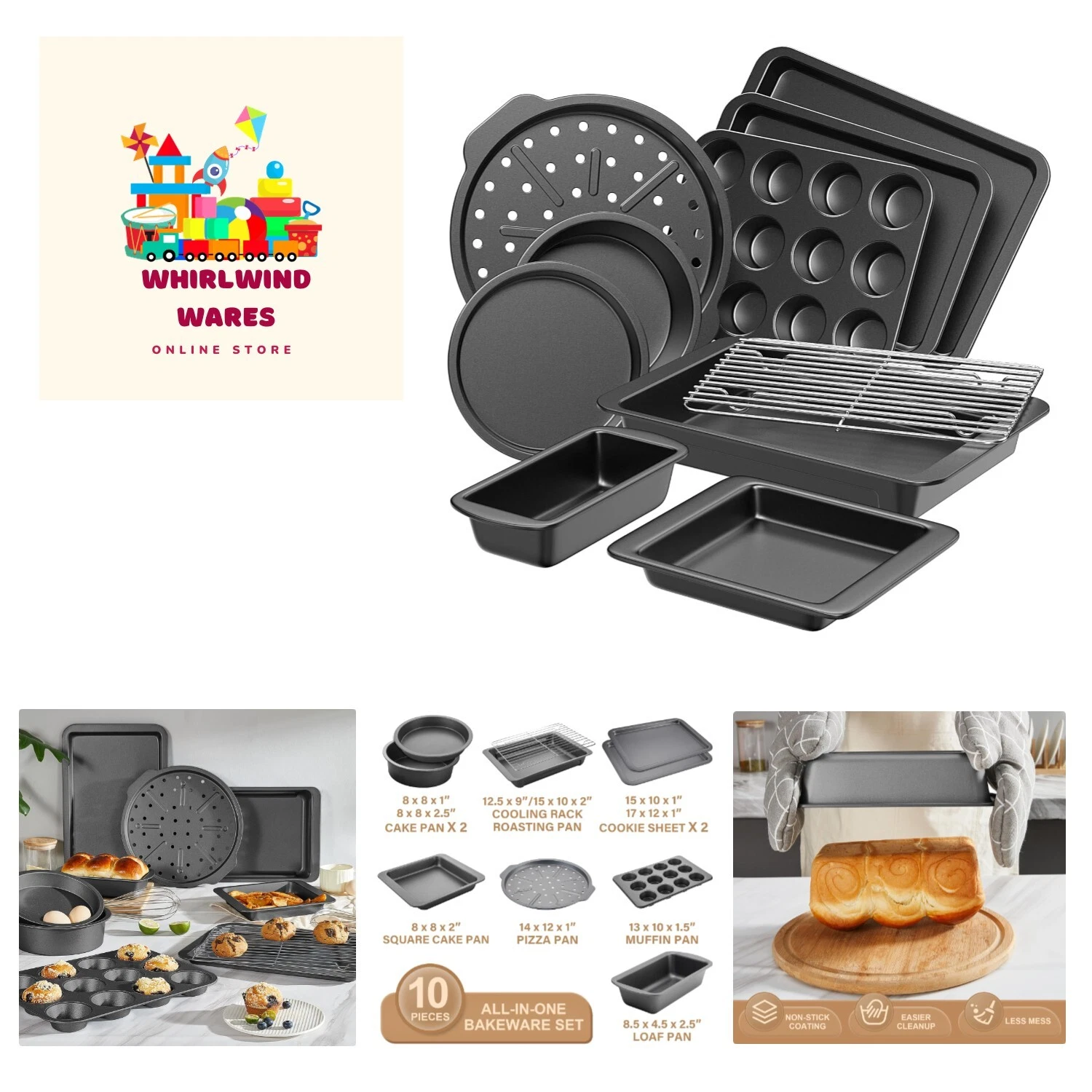 Bakeware Sets, Baking Pans Set, Nonstick Oven Pan for Kitchen with Wider Grip...