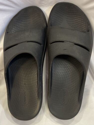 Oofos OOahh Mens Size 14 Slide Sandals Shoes Black Comfort Recovery - Picture 3 of 9