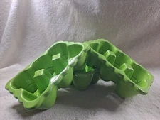 Set Of 3 Ceramic ½ Dozen Trays Decorative Egg Holder/Keeper/Storage Apple Green 