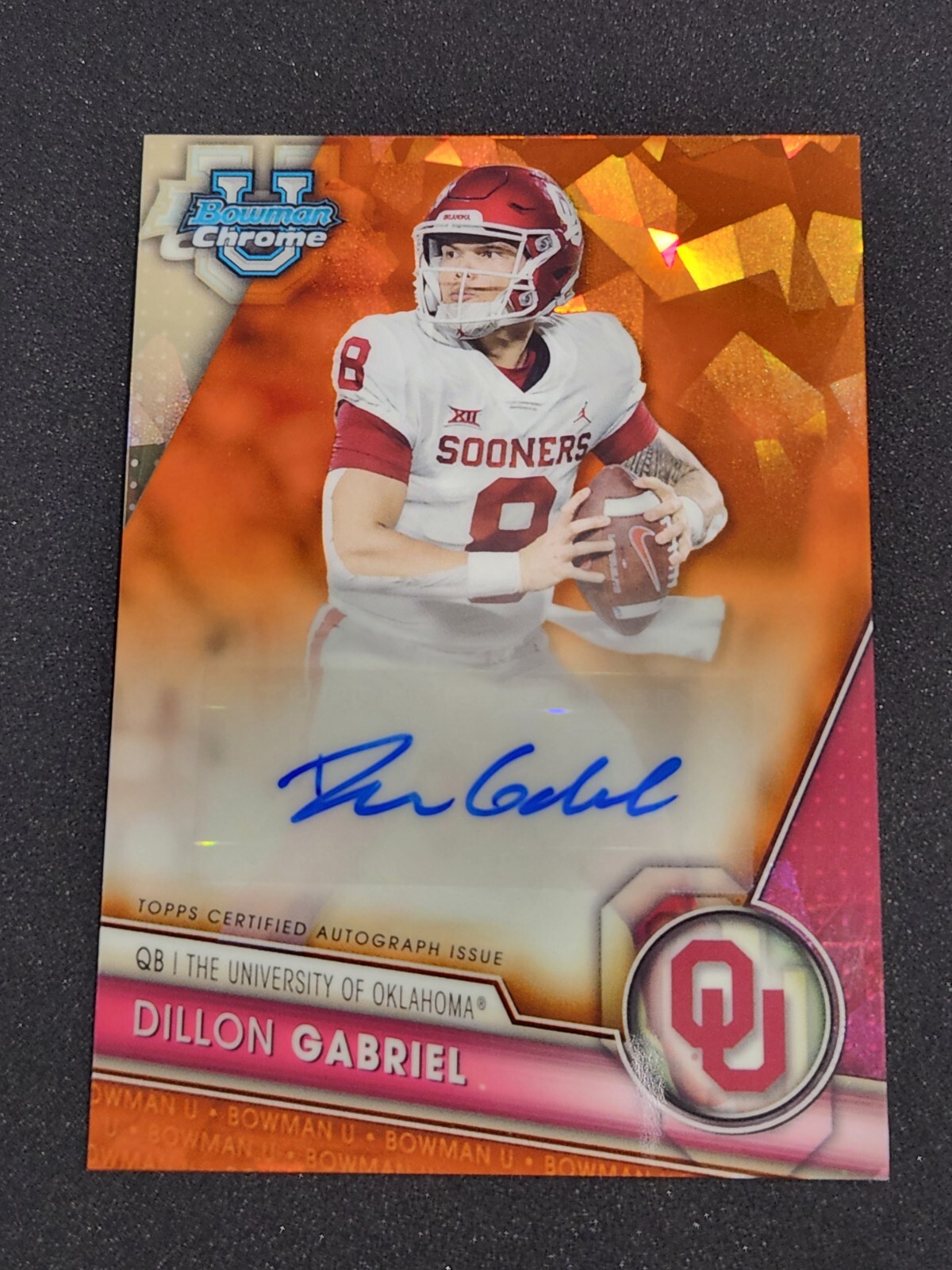 2023 Bowman University Chrome Sapphire Orange Dillon Gabriel AUTO /25 Oregon