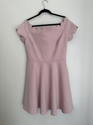 Ladies Ted Baker Off The Shoulder Pink Scalloped Neck Dress Size