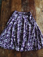 vtg 1970s a line midi skirt shades of purple floral print