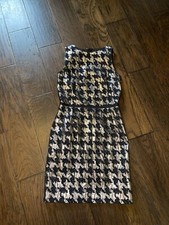 Michael Kors Houndstooth Metallic Jacquard Dress Size 8 Made In Italy $1295