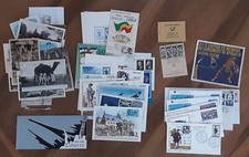 Lot cartes postales, Enveloppes et cartes de 1er jours. Timbres.