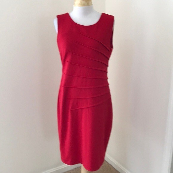 open lace back dress Calvin Klein red linen pleated skirt set – Moore Vintage Archive
