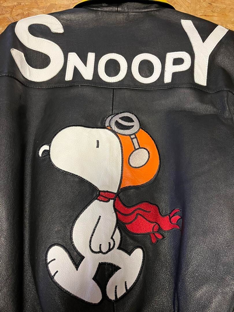 美品90s American toons Snoopyレザージャケット 90s.AMERICAN TOONS x PEANUTS SNOOPY leather jacket size L