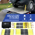 8 x Heavy Duty Set Axle Straps Car Hauler Trailer Auto Tie Down Ratchet Tow Set