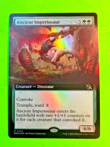 MTG March of the Machine ( Ancient Imperiosaur ) FOIL Extended Art 0368 - 第 1/1 張圖片