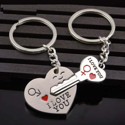  Heart+Key Couple Keychain | 2 Pieces/Set | Love | Boy Friend | Girl Friend | V