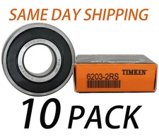 10PACK TIMKEN 6203-2RS 17X40X12MM Double Rubber Sealed Bearings