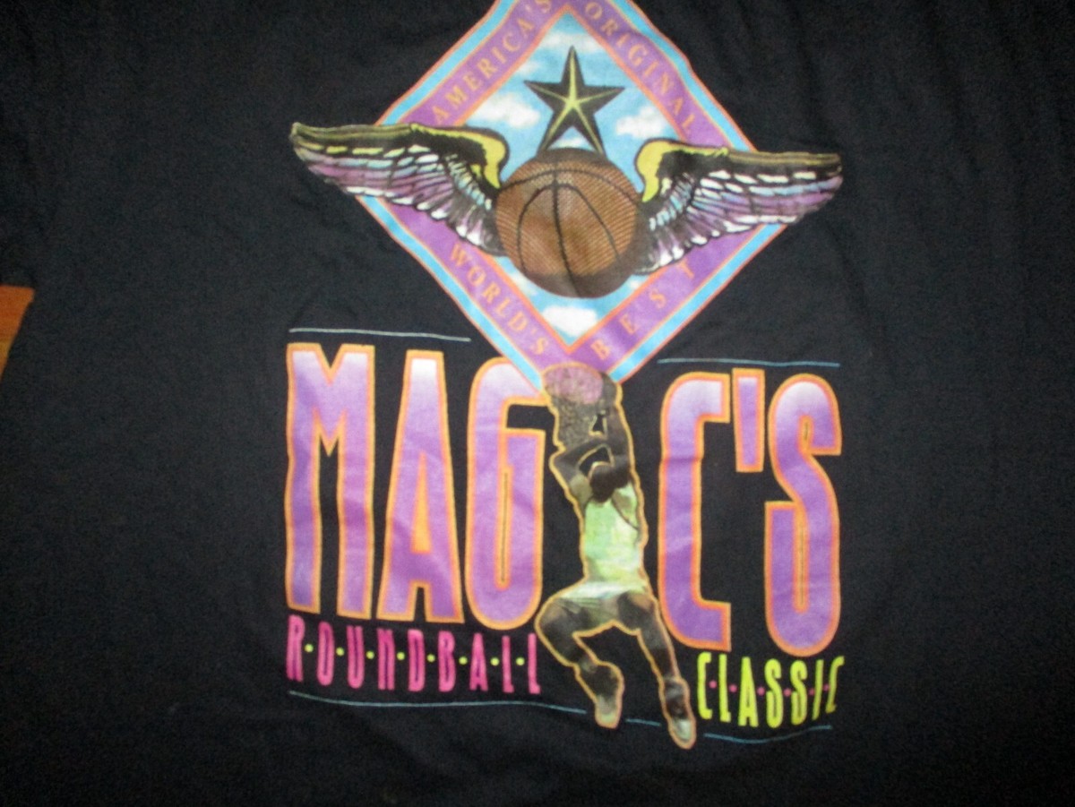 Orig 90s MAGIC JOHNSON ROUNDBALL CLASSIC T Shirt XXL Adidas LOS