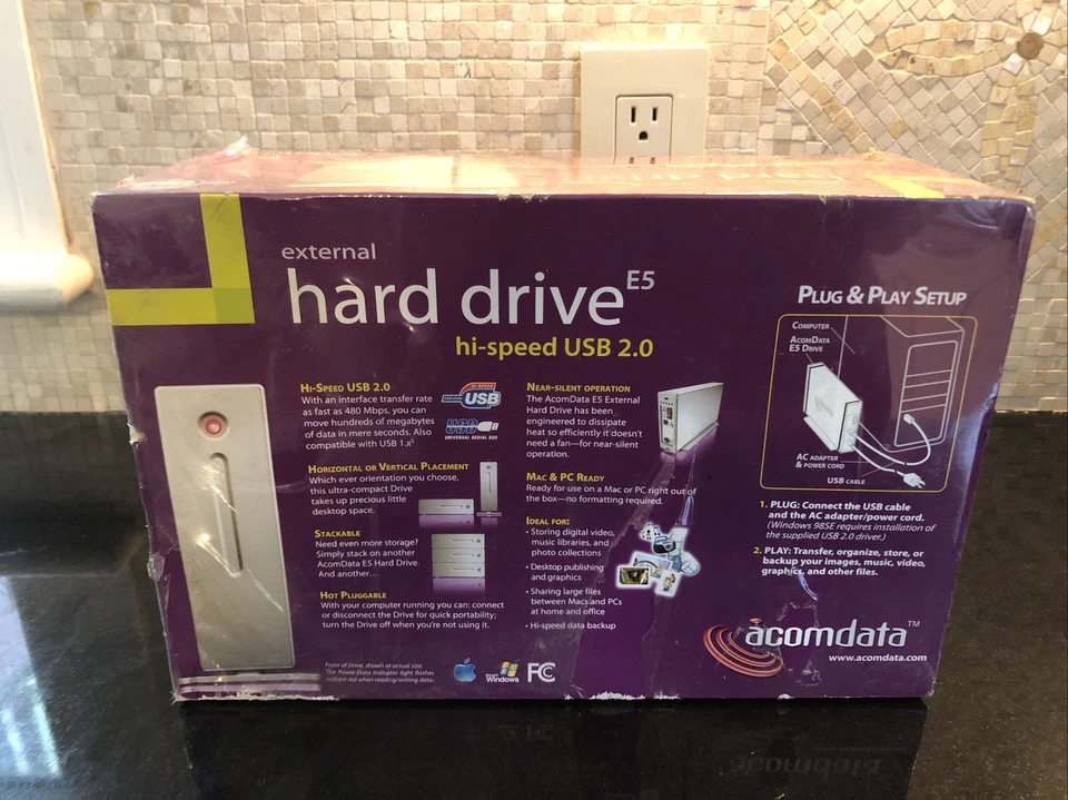 Sealed New Boxed Acomdata External Hard Drive 250GB USB 2.0 SKU 318391 - Image 3 of 4