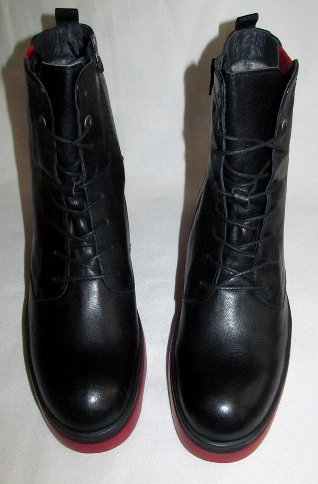 Nuevas botas Wolky Akita de cuero resistente al agua negras rojas con cordones para mujer talla 11 Foto 4 de 4