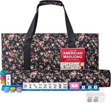 American Mahjong Game Set 166 White Tiles 4 Color Racks Dice Chips Carrying Bag