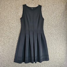 Ann Taylor Dress Womens Sz 10 Sleeveless Pleated Pullover Black