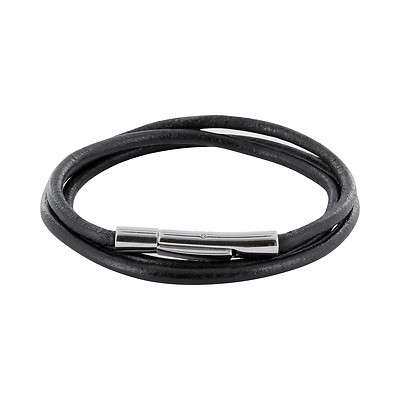 Auroris Echtleder Kette/Armband – 3 Mm, Schwarz, Mit Hebeldruckverschluss Aus Edelstahl, 55 Cm
