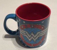 Wonder Woman Blue Ceramic Coffee Mug DC Comics Collectibles 20 oz Distressed