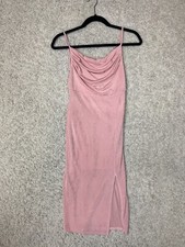 Hallelu Drapy Sleeveless Midi Dress Womens Small Pink Cowl Neck Sexy Going Out