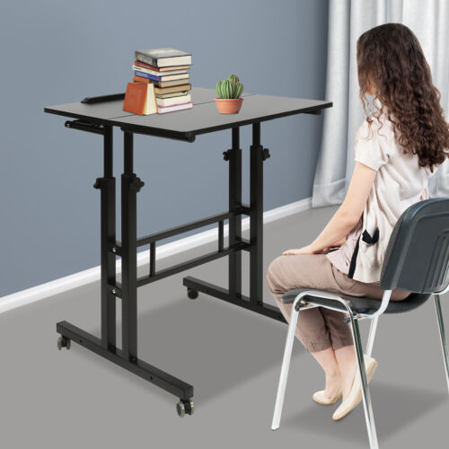 Adjustable Height Stand Up Desk Mobile Workstation Laptop Desk w/Wheels Home - Picture 3 of 22