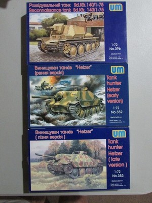 LOT UM TANK HUNTER (EARLY & LATE VERSIONS) & SD.KFZ. 140/1-75 RECON TANK 1/72