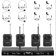 Phenyx Pro PTU-5200 4-Channel UHF Wireless Microphone System Bodypack Headset