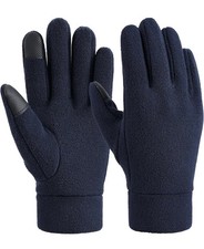 OZERO Mens Womens Winter Gloves - Large Black Polar Fleece 9.8 x 4.1