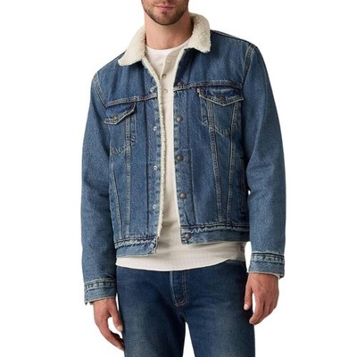 LEVIS TYPE 3 SHERPA TRUCKER JACKET MED INDIGO/WORN IN