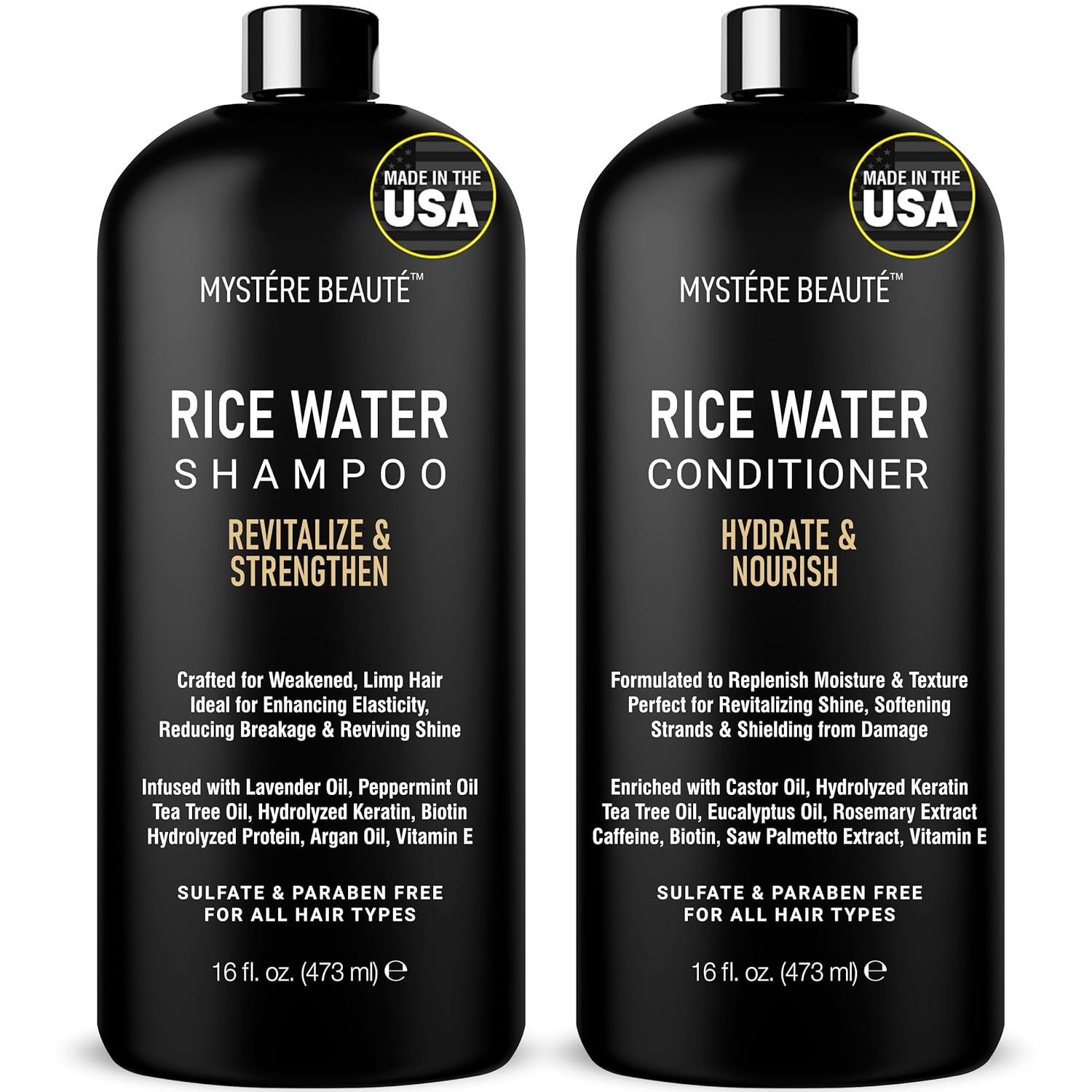 Rice Water Shampoo and Conditioner Set - Ultra-Nourishing Hair Care Set, Promote