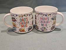 Lesser & Pavey 2019 'Mum's & Dad's Caravan Mug' Pair Of Fine China Stacking Mugs