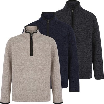 Herren Chenille Strick Bonded Fleece gefüttert 1/4 Reißverschluss warm Winter Top M-2XL