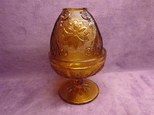 Vintage Amber Indiana Glass Tiara Sandwich Pattern Fairy Lamp