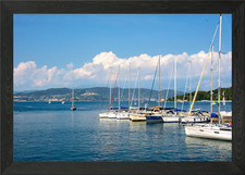 yacht at meditteranean Framed Wall Art Poster Canvas Print Picture