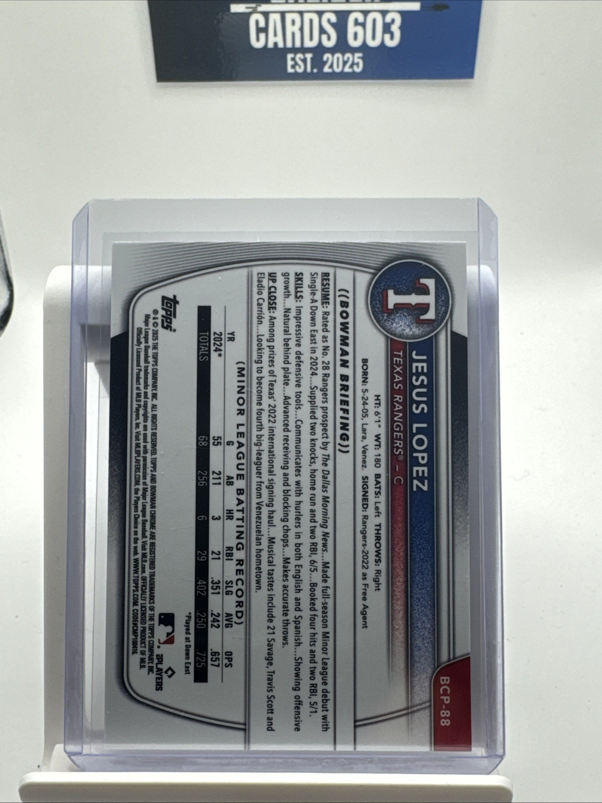 JESUS LOPEZ 2025 Bowman Chrome 1st Reptilian  Refractor SSP