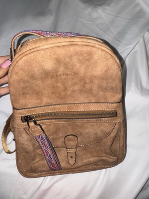 Fadeon Women's Brown Tasseled Convertible Leather Backpack Purse