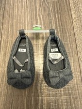 CARTER'S Baby Girls Cable Knit Ballet Flat w/ Bow CRIB SHOE Gray 0-3 months