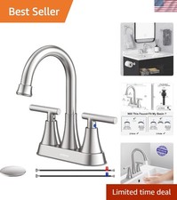 Elegant Brushed Nickel 4-Inch Centerset Bathroom Faucet with Pop-Up Drain