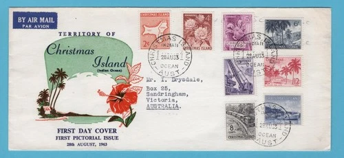 CHRISTMAS ISLANDS FDC 1963 Indian Ocean to Australia