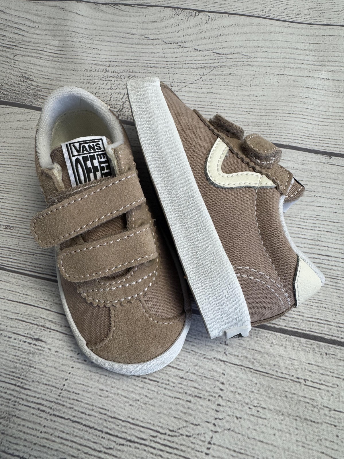 Vans Shoes Toddler Boys Size 5 Beige Sport Low V TD Strap Casual Sneakers