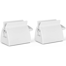 2 Pack Rolling Tube Toothpaste Squeezer Holder Stand Bathroom Milky White