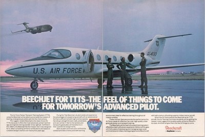 Beechcraft Beechjet T-1A Jayhawk TTTS US Air Force Vtg Magazine Print Ad 1989