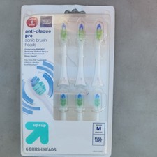 up up Anti-Plaque Pro Sonic Brush Heads 6 Pack Medium Full Size Philips Sonicare