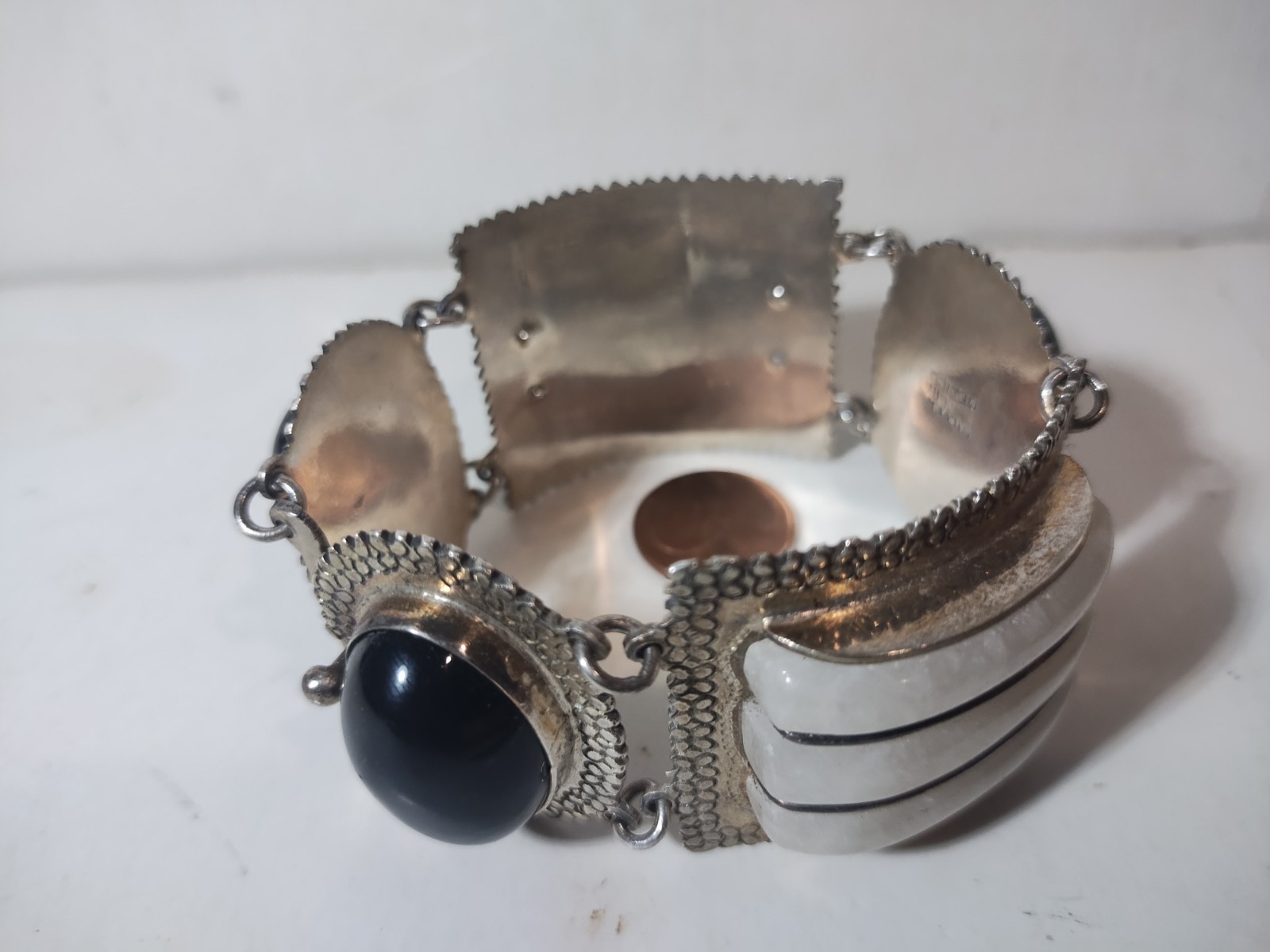 Heavy Solid Silver Vintage Panel Bracelet - image 6