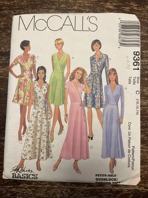 McCall's 9361 UNCUT Sewing Pattern, Misses' Wrap Dress, Size C (10-12-14)