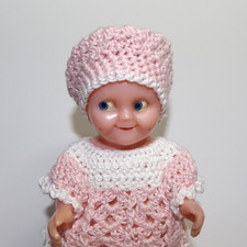 VINTAGE 1950's RENWAL # 9 Hard Plastic Crocheted Clothes RARE 5" BABY DOLL as is