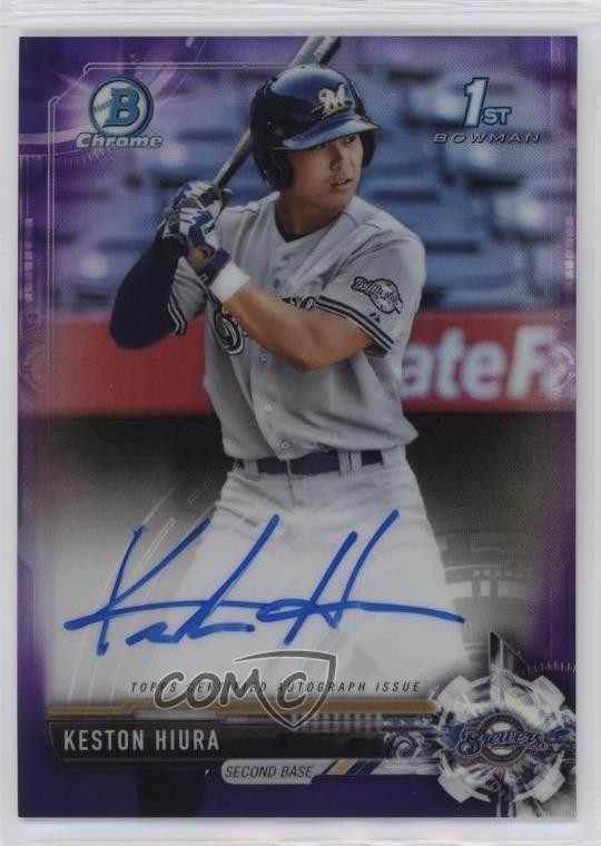 2017 Bowman Draft Chrome Pick Purple Refractor 98/250 Keston Hiura Auto 13iq